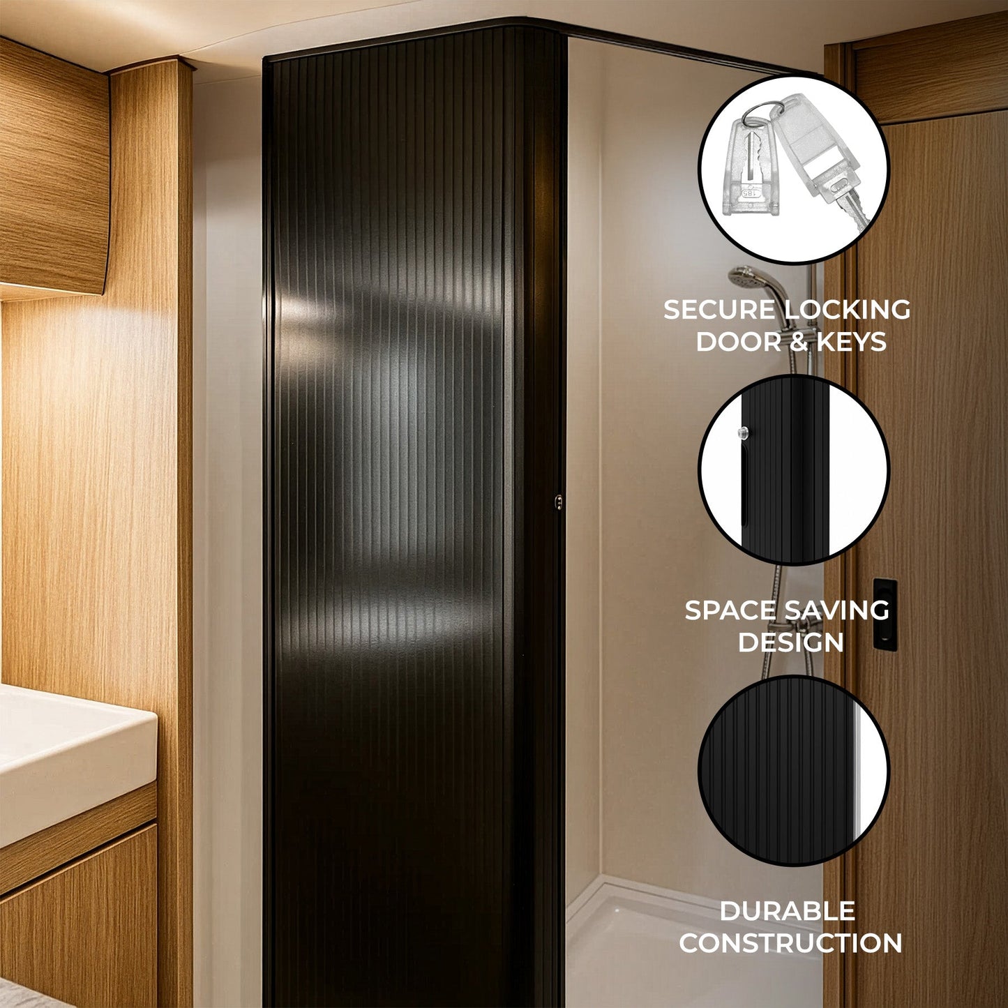 Tambour Shower Door – Black