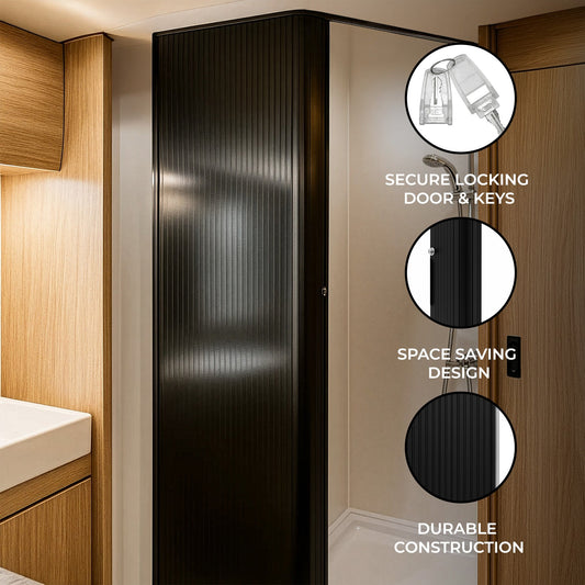 Tambour Shower Door – Black